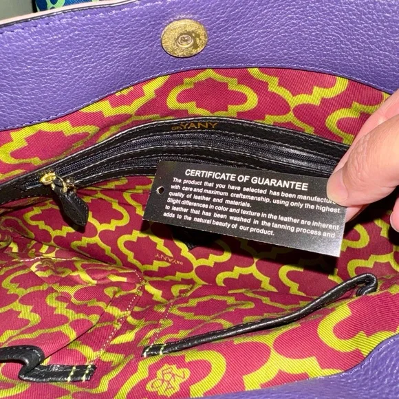 New Oryany Pink, Black, and Purple purse Leather crossbody or shoulder roomy - Picture 9 of 10